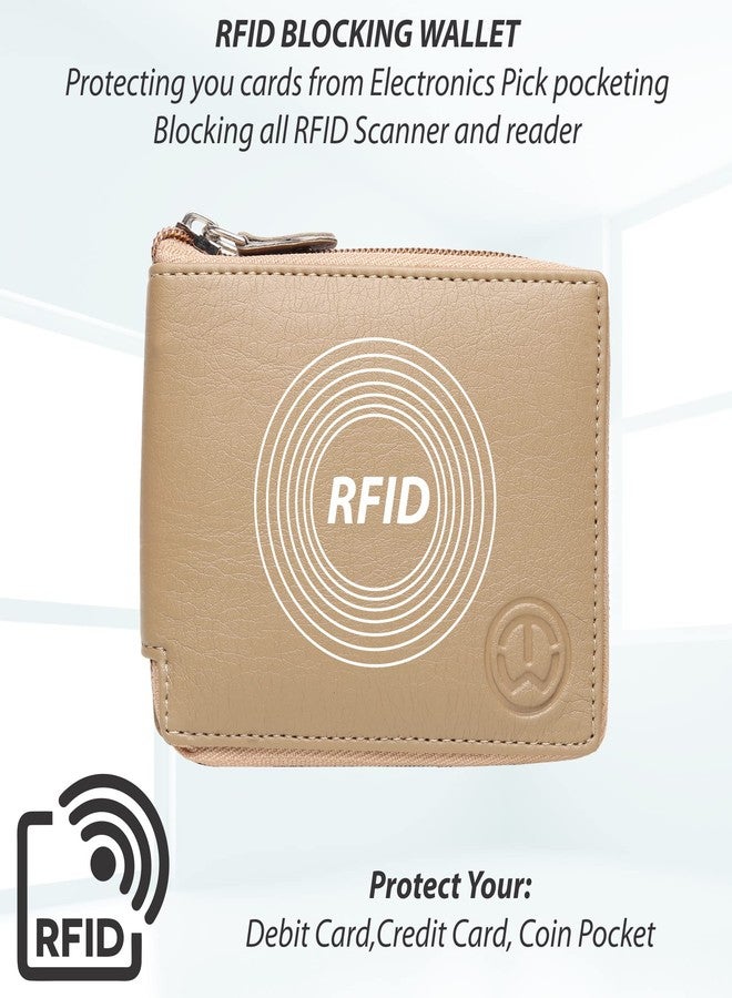 TnW Womens Girls PU Leather Multipurpose Zip Wallet Card Holder Purse Clutch (Beige) - Image 5